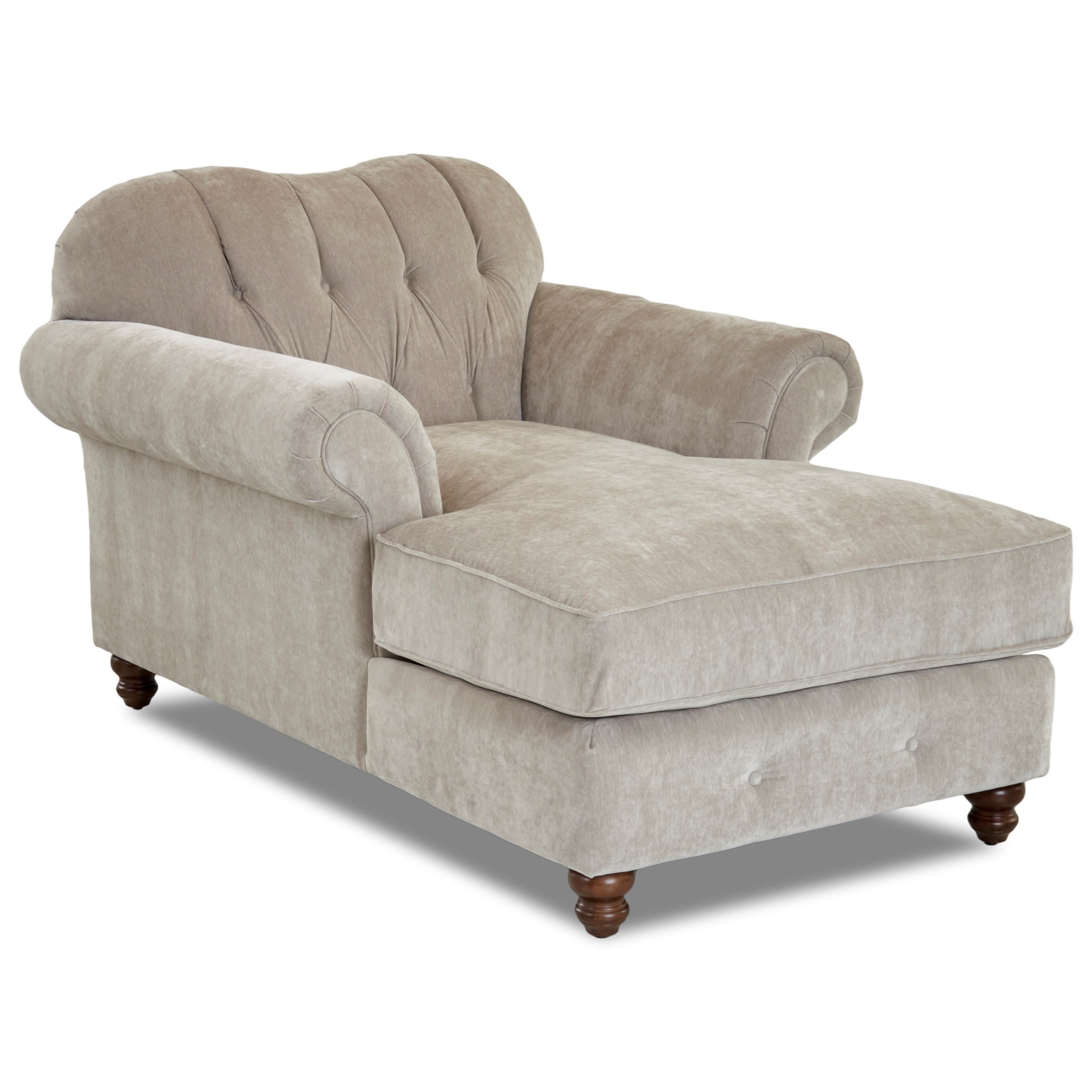 Klaussner Shelby Traditional Sweetheart Back Chaise Lounge with Button